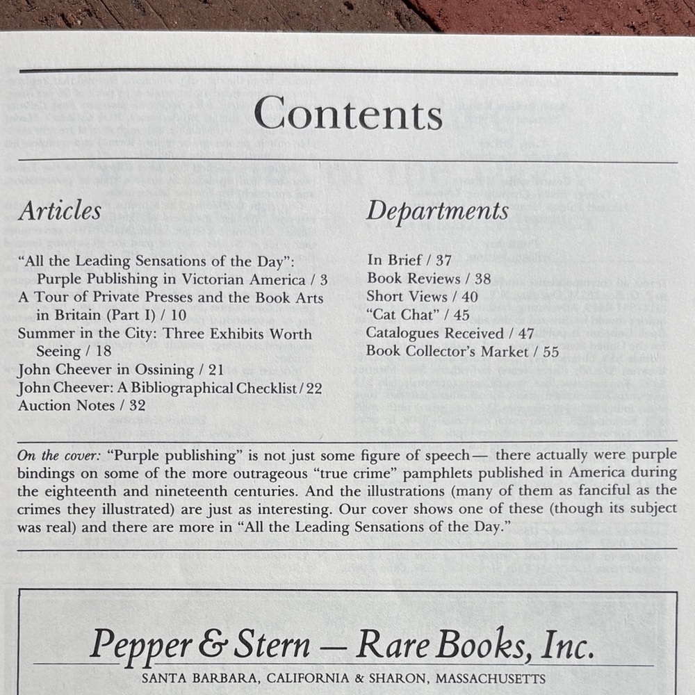 American Book Collector August 1986 Half Devil Half Priest Victorian Rare Books - Picture 8 of 9